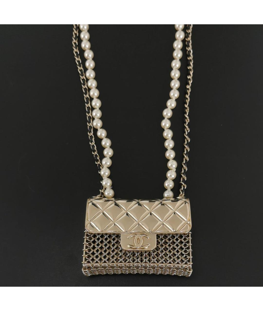 CHANEL Золотая сумка через плечо, фото 8