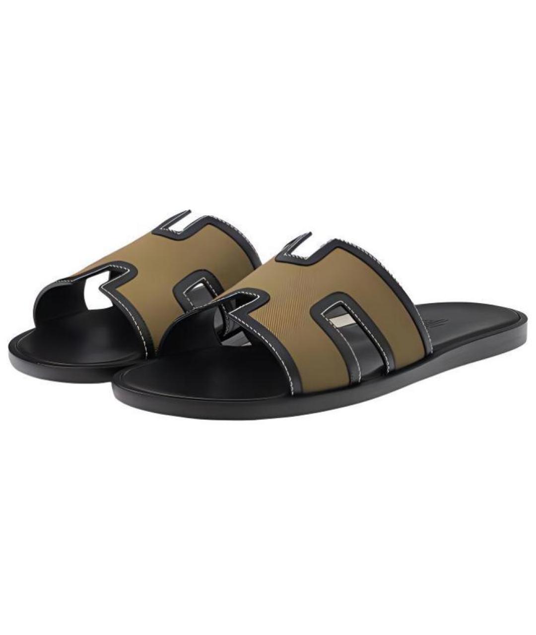 HERMES Черные кожаные сандалии, фото 3