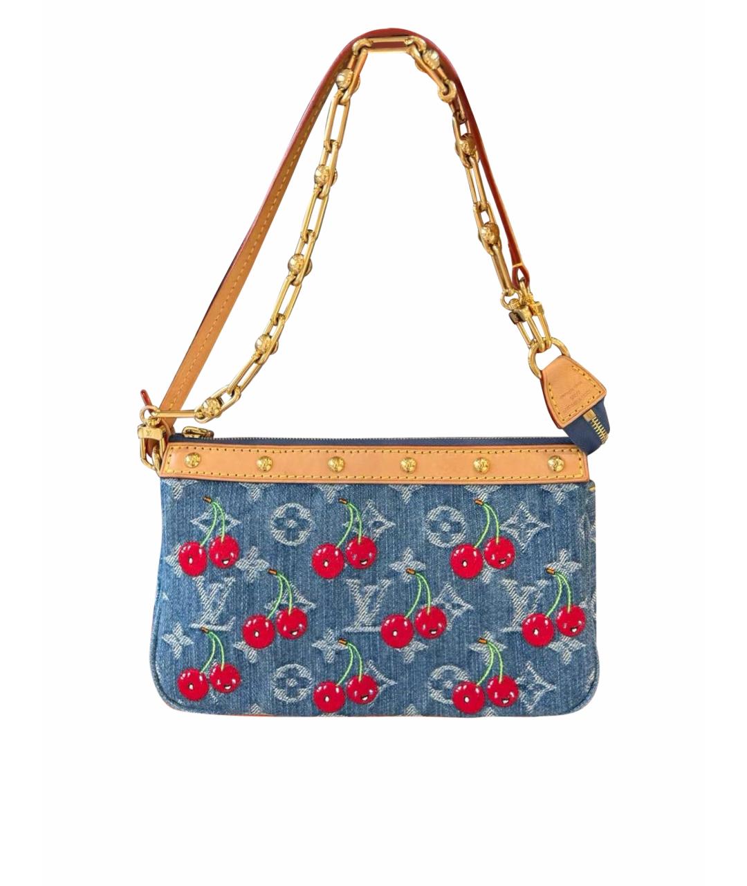 LOUIS VUITTON Синяя кожаная сумка с короткими ручками, фото 1