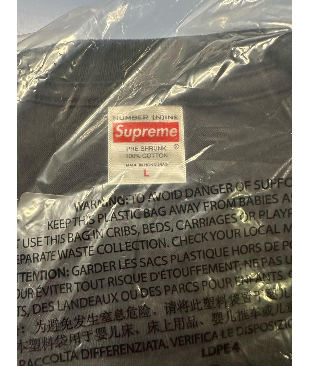 SUPREME Черная хлопковая футболка, фото 4