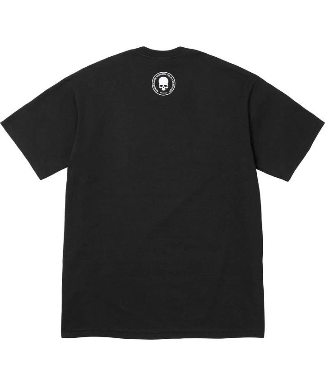 SUPREME Черная хлопковая футболка, фото 2