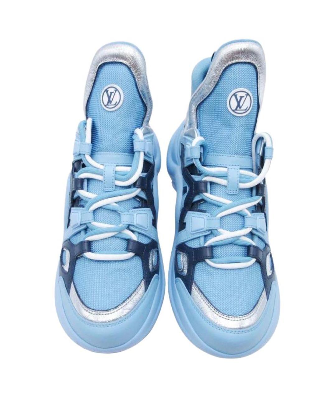 LOUIS VUITTON Синие кожаные кроссовки, фото 5