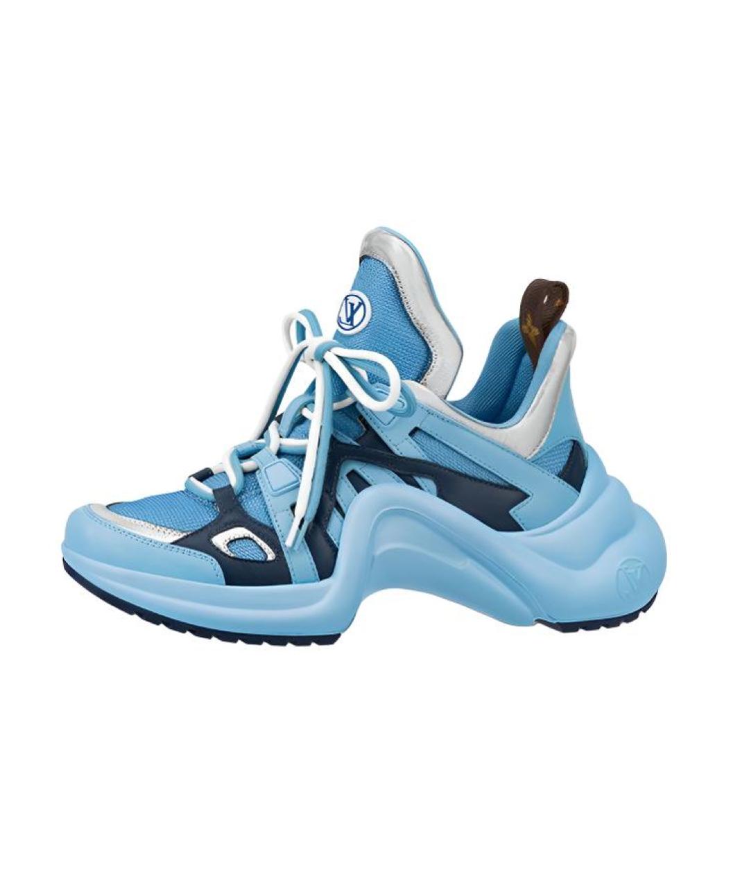 LOUIS VUITTON Синие кожаные кроссовки, фото 2