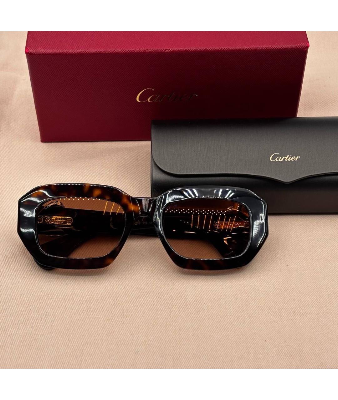 CARTIER Коричневые пластиковые солнцезащитные очки, фото 3