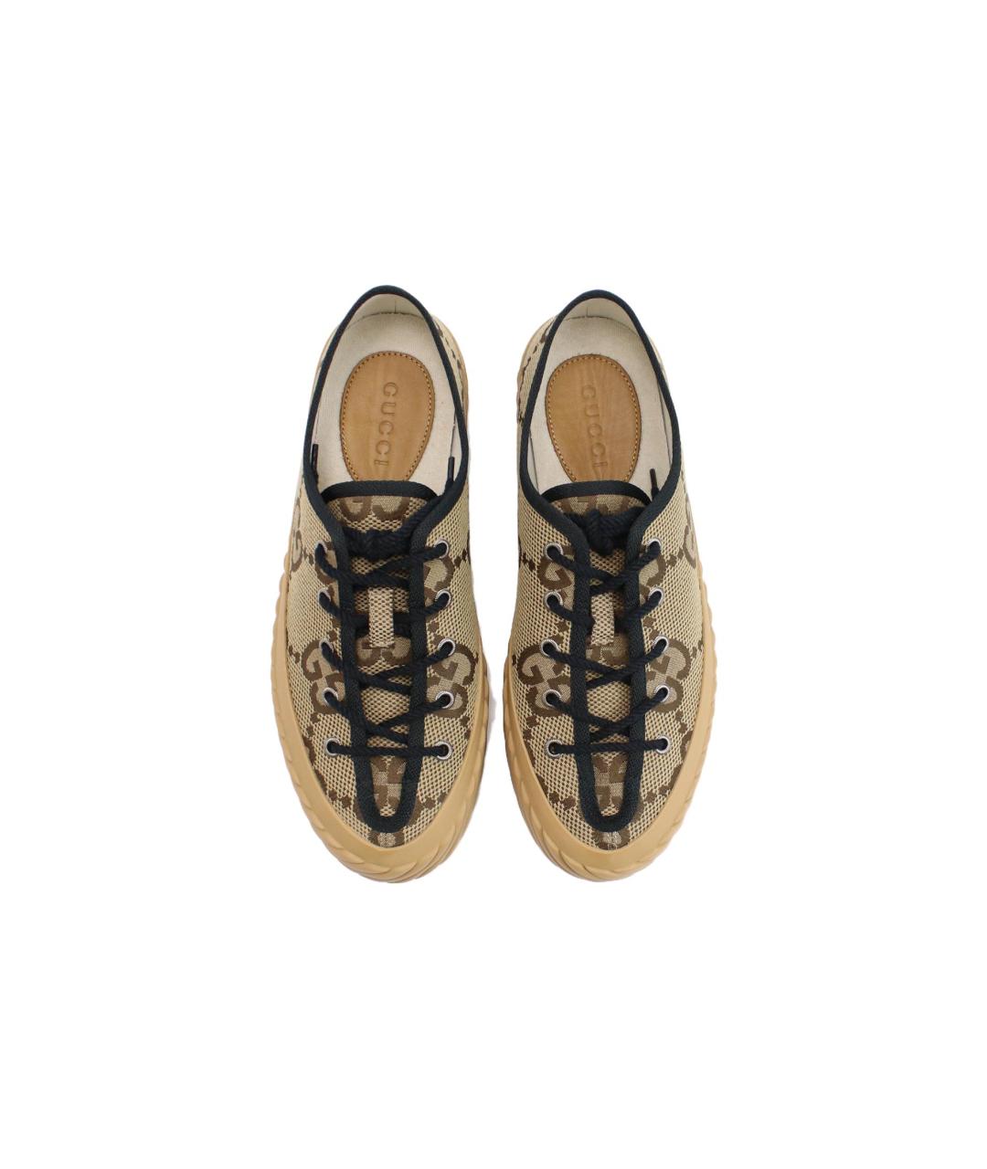 GUCCI Коричневые текстильные низкие кроссовки / кеды, фото 3