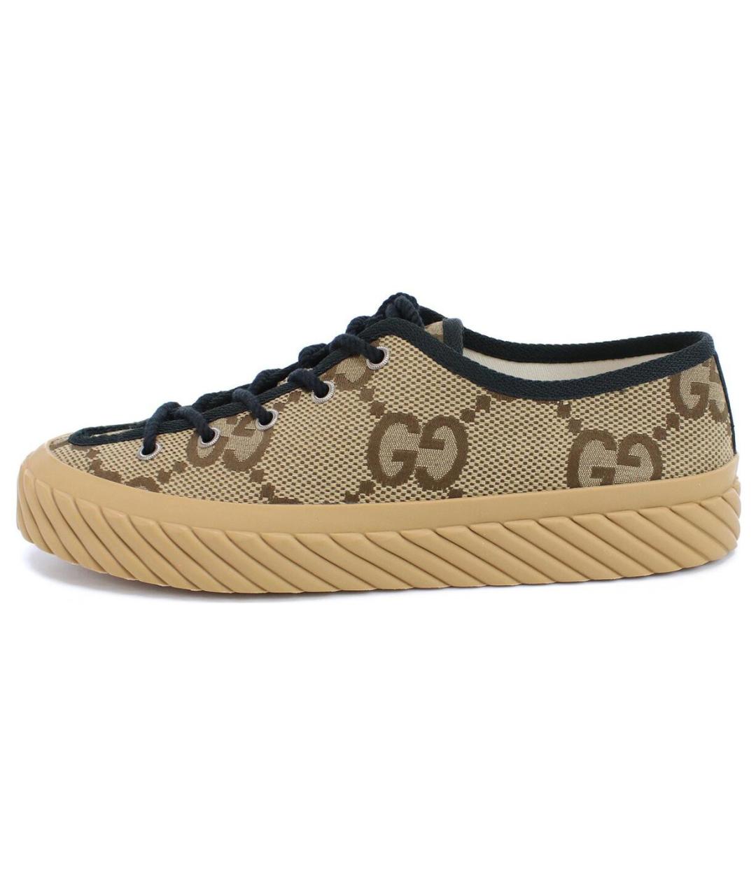 GUCCI Коричневые текстильные низкие кроссовки / кеды, фото 6