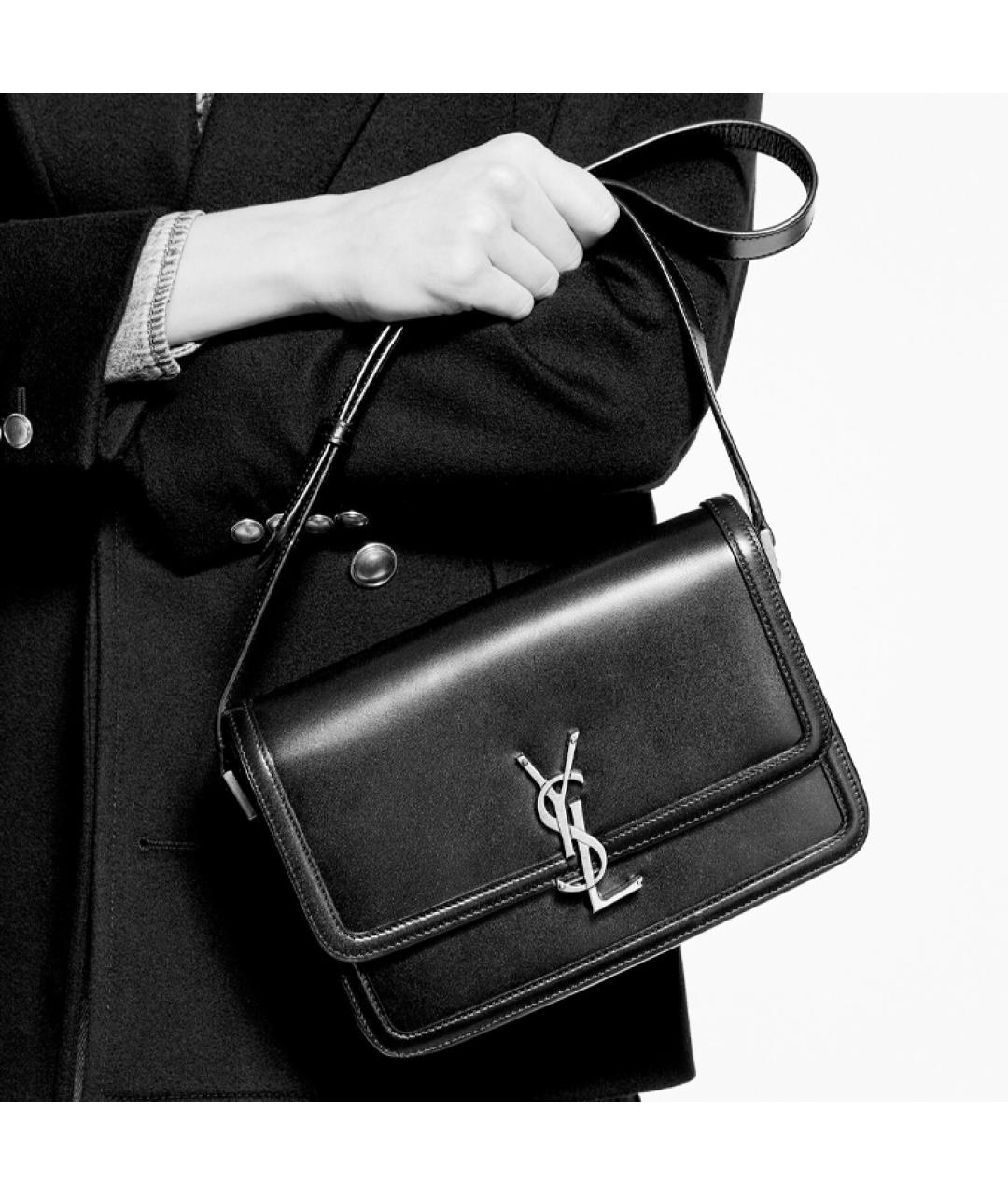 SAINT LAURENT Черная кожаная сумка через плечо, фото 8