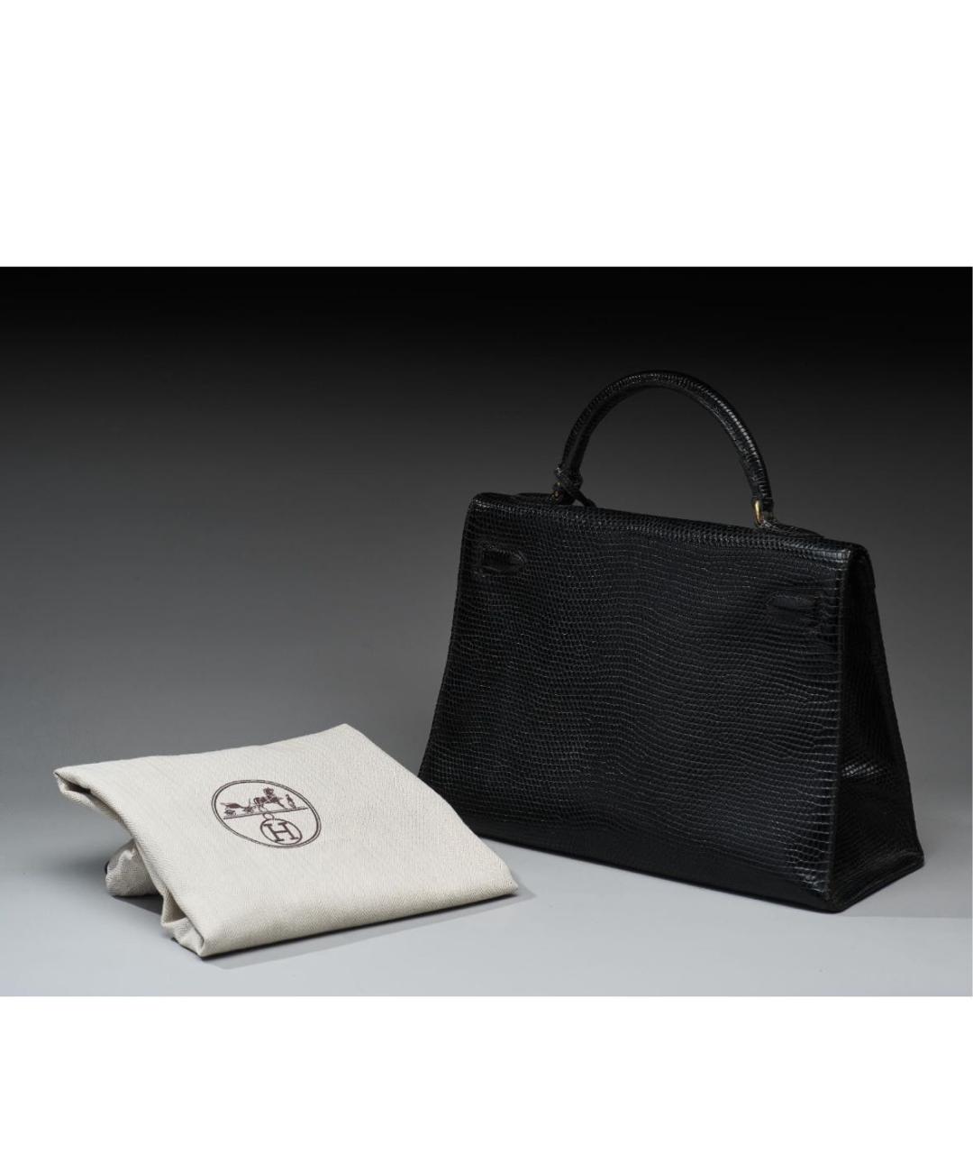 HERMES Черная сумка с короткими ручками из экзотической кожи, фото 3