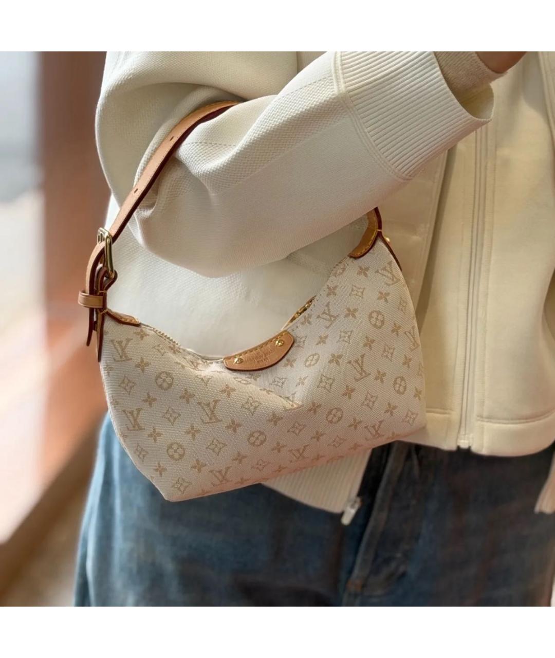 LOUIS VUITTON Бежевая кожаная сумка с короткими ручками, фото 5