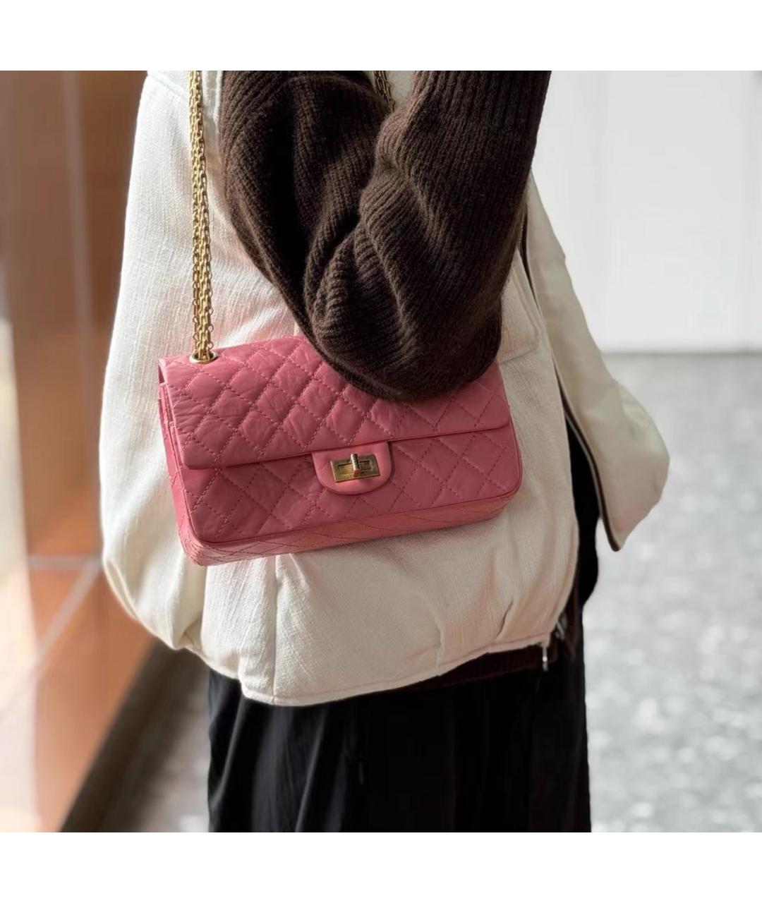 CHANEL Розовая кожаная сумка через плечо, фото 6