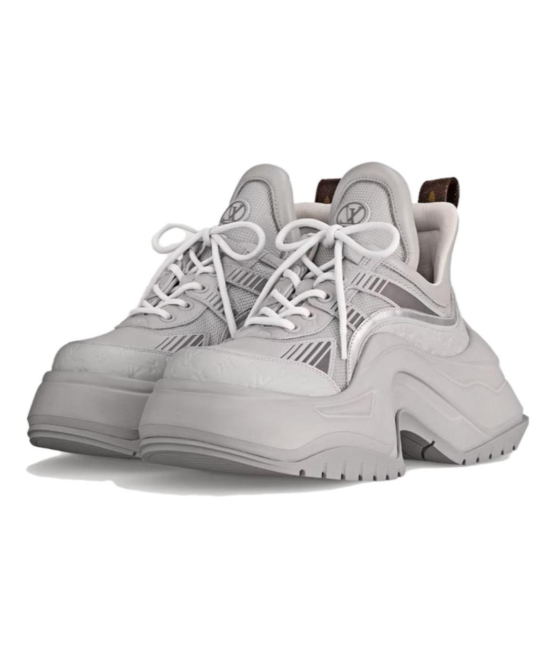 LOUIS VUITTON Серые кожаные кроссовки, фото 3