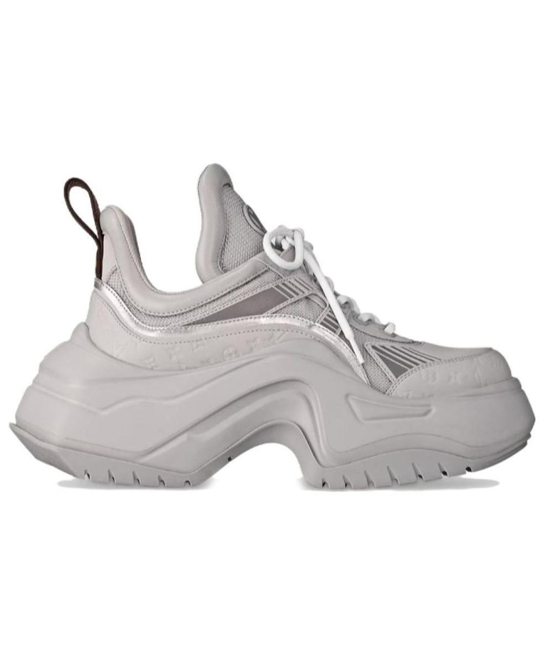 LOUIS VUITTON Серые кожаные кроссовки, фото 1