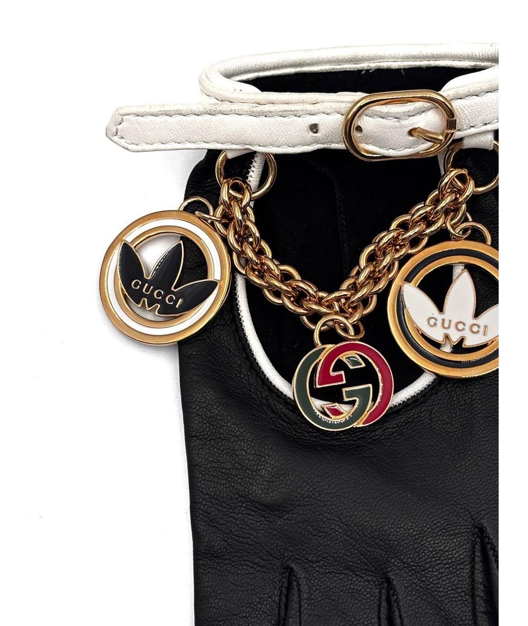 GUCCI Черные кожаные митенки, фото 3