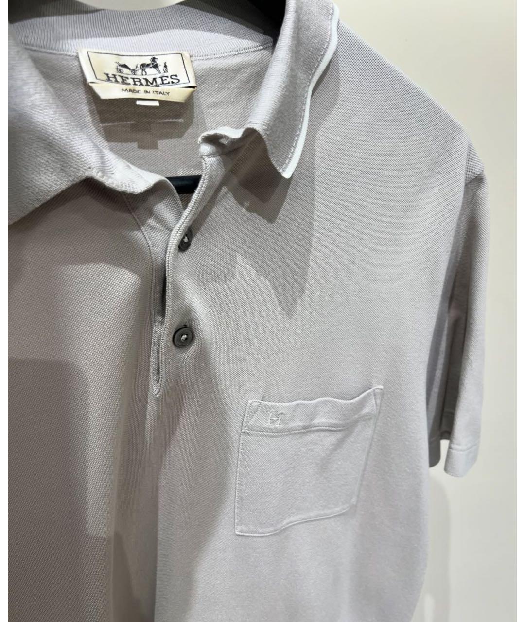 HERMES Серое хлопковое поло с коротким рукавом, фото 2