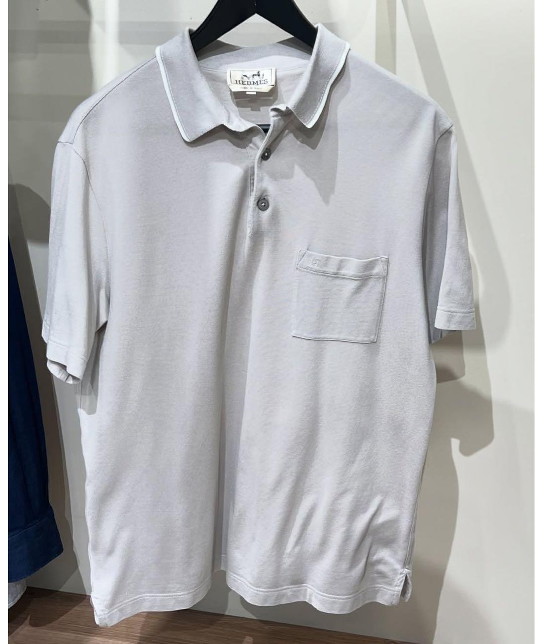 HERMES Серое хлопковое поло с коротким рукавом, фото 4