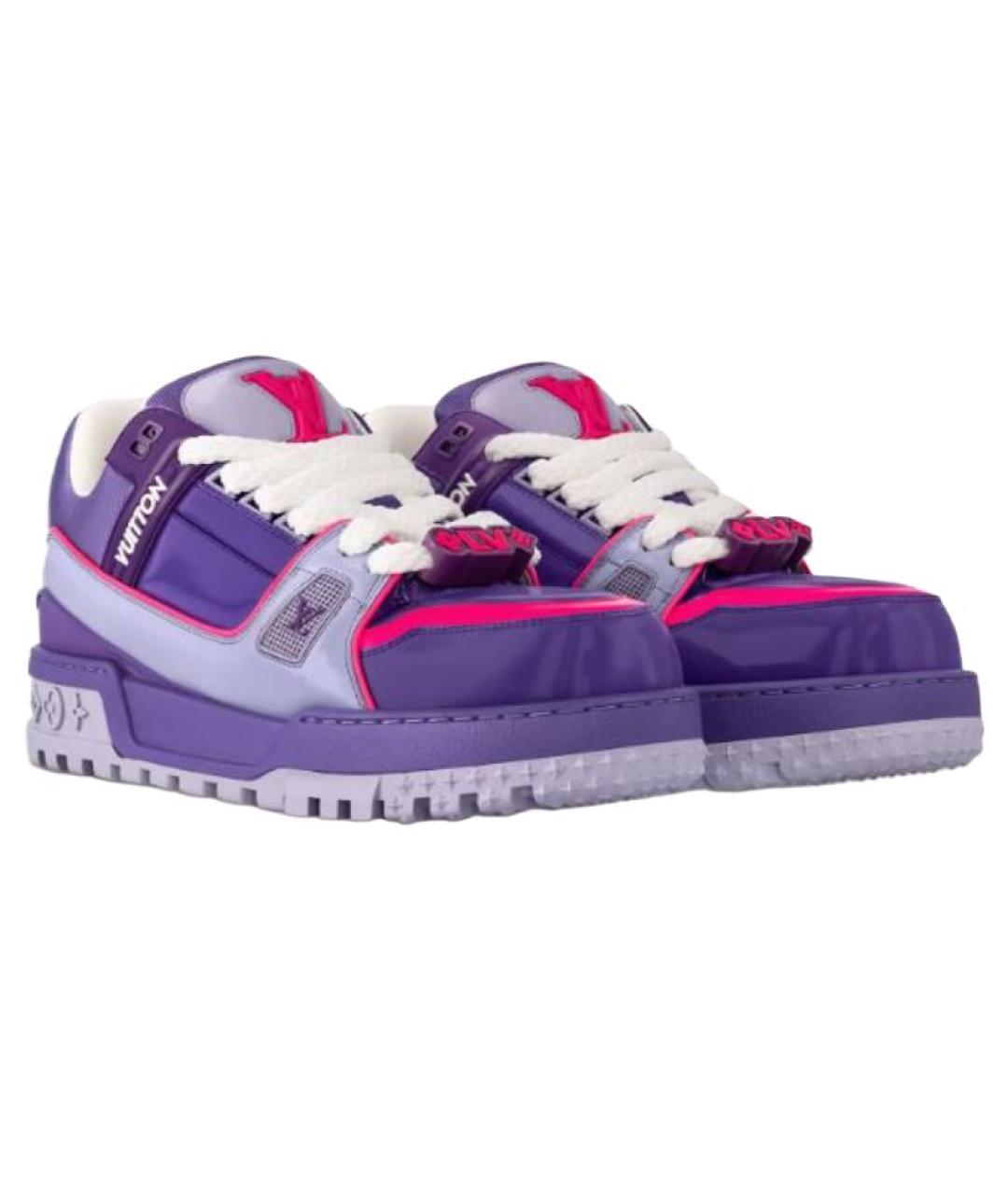 LOUIS VUITTON Фиолетовые кожаные низкие кроссовки / кеды, фото 3