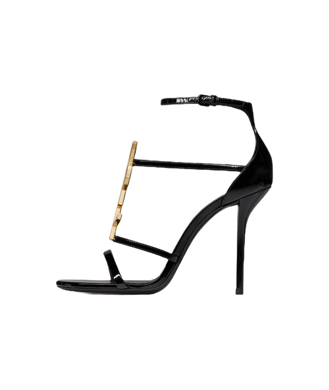 SAINT LAURENT Черные кожаные сандалии, фото 2