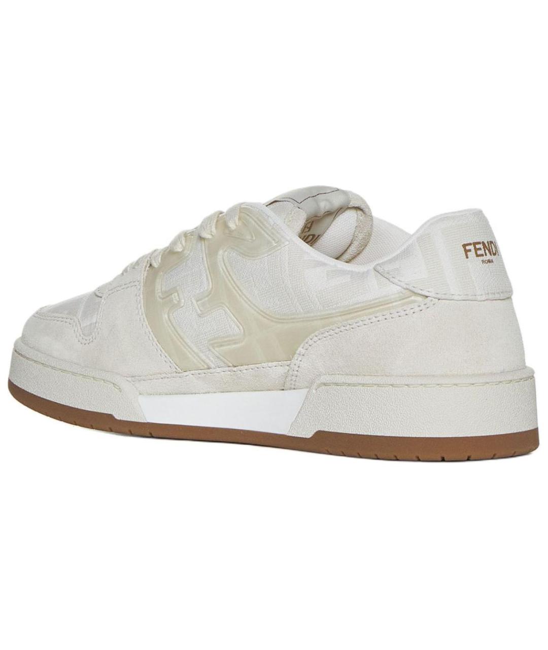 FENDI Белые кожаные кроссовки, фото 4