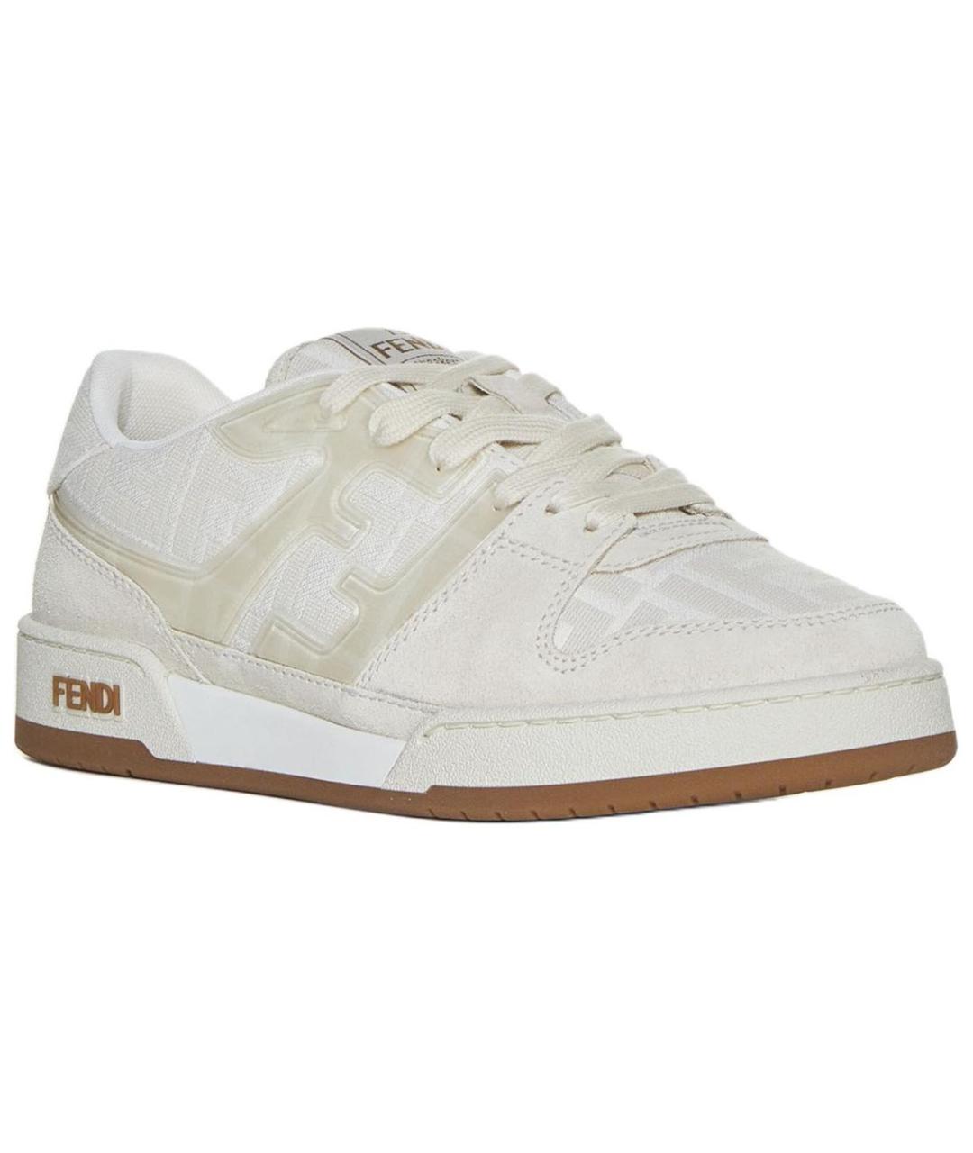 FENDI Белые кожаные кроссовки, фото 3
