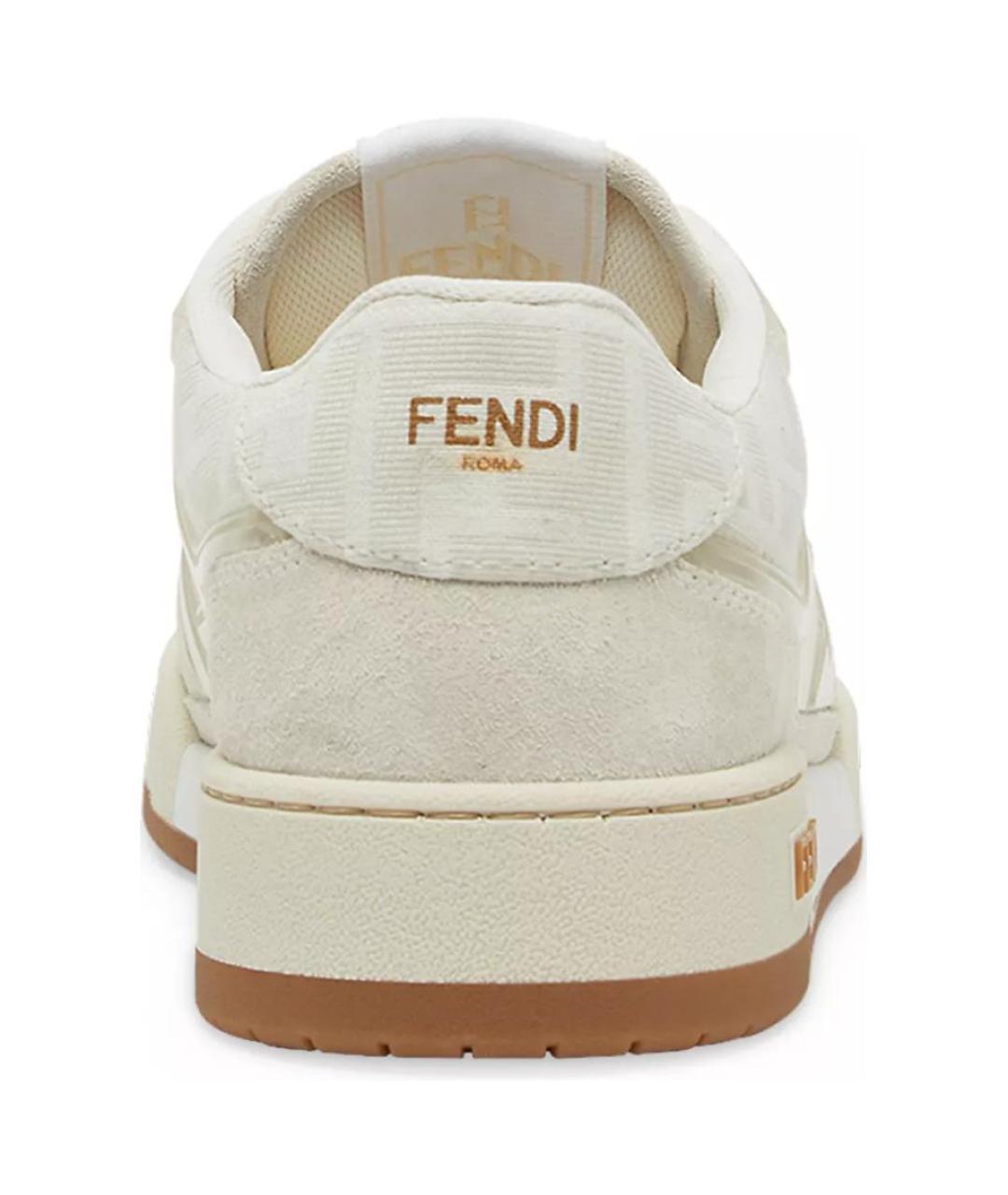 FENDI Белые кожаные кроссовки, фото 5