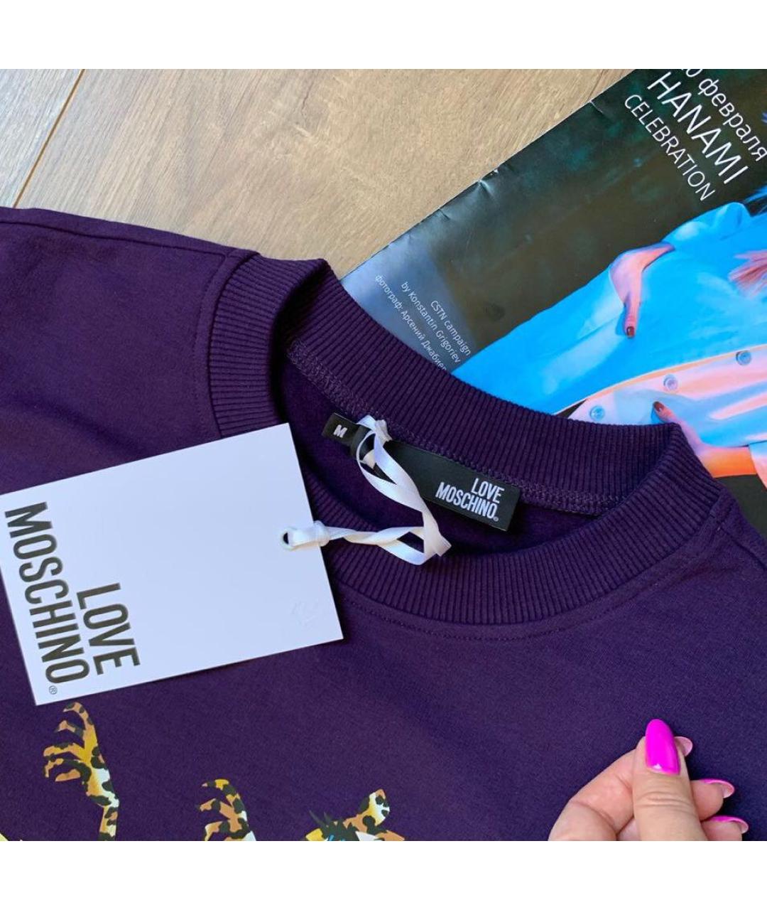 LOVE MOSCHINO Фиолетовое хлопковое повседневное платье, фото 4