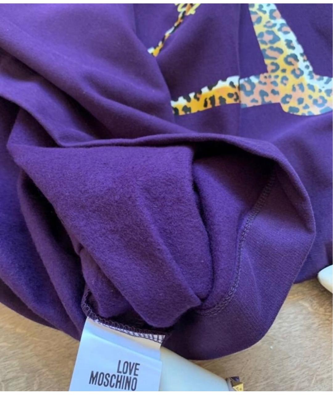 LOVE MOSCHINO Фиолетовое хлопковое повседневное платье, фото 6