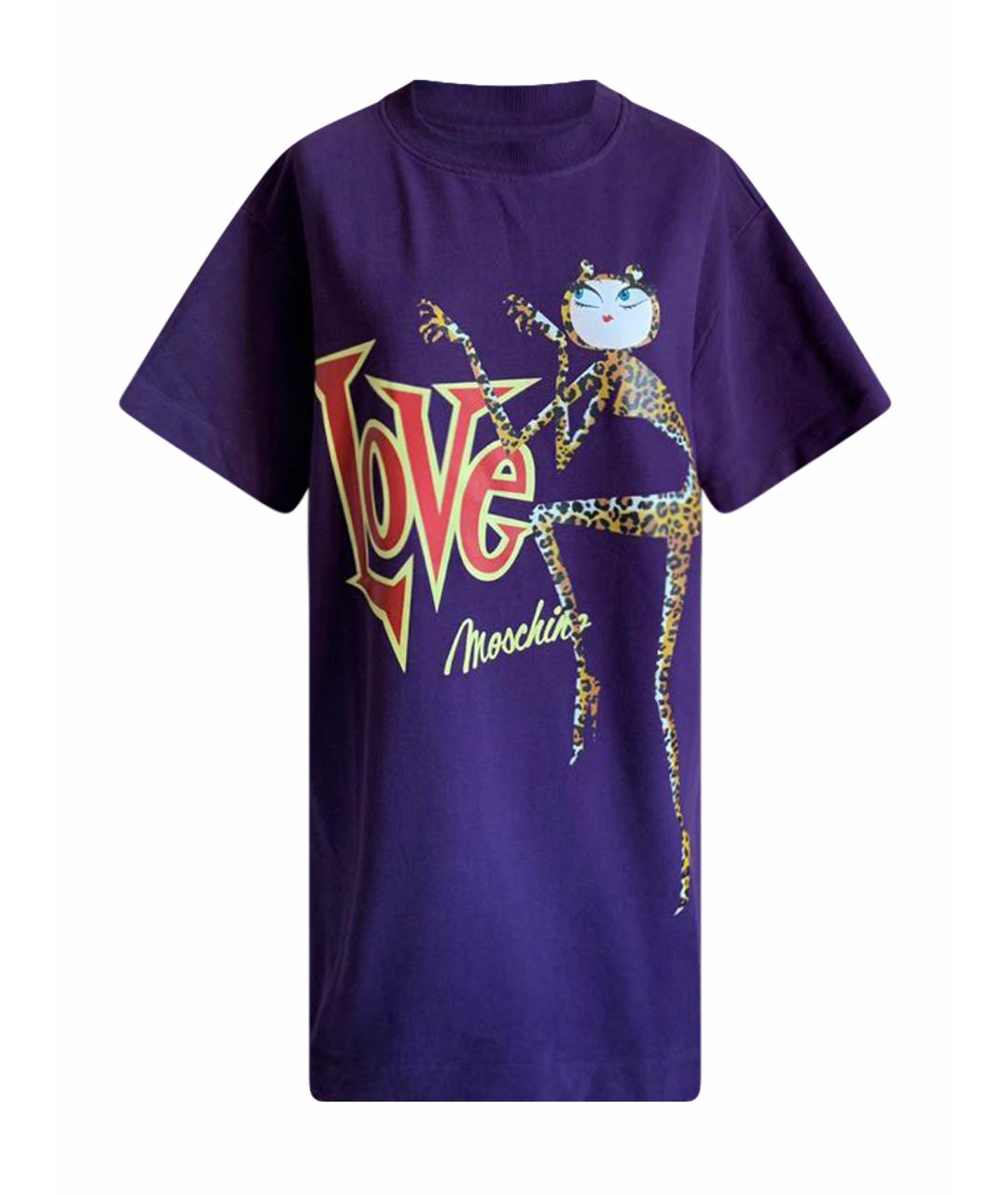 LOVE MOSCHINO Фиолетовое хлопковое повседневное платье, фото 1