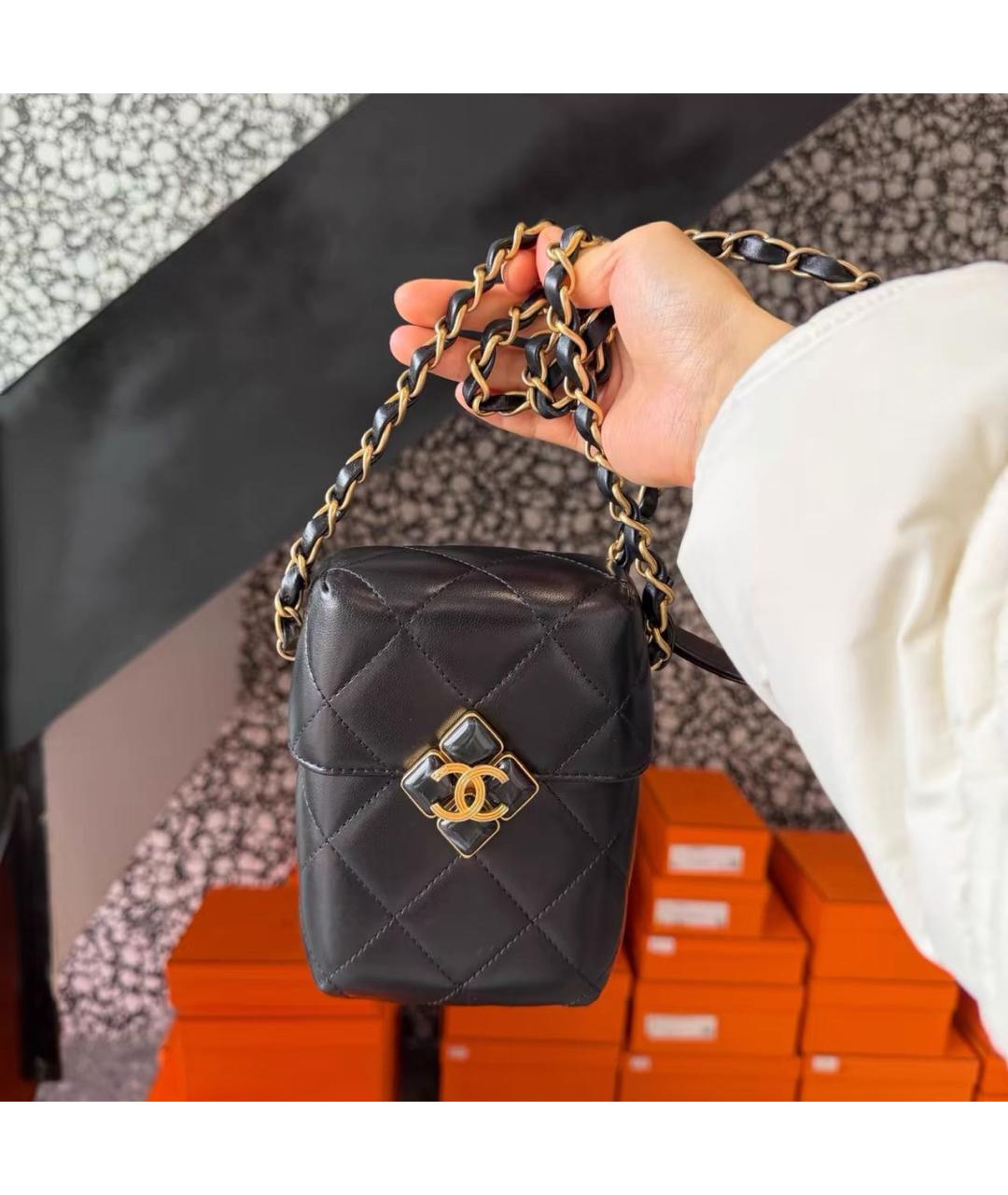 CHANEL Черная кожаная сумка через плечо, фото 6