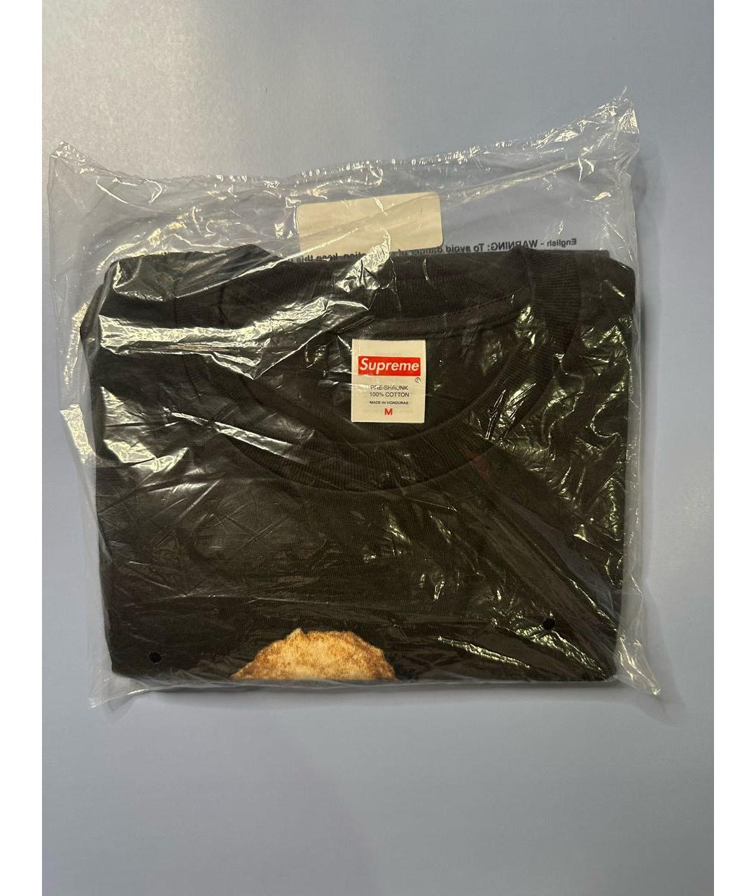 SUPREME Черная хлопковая футболка, фото 2
