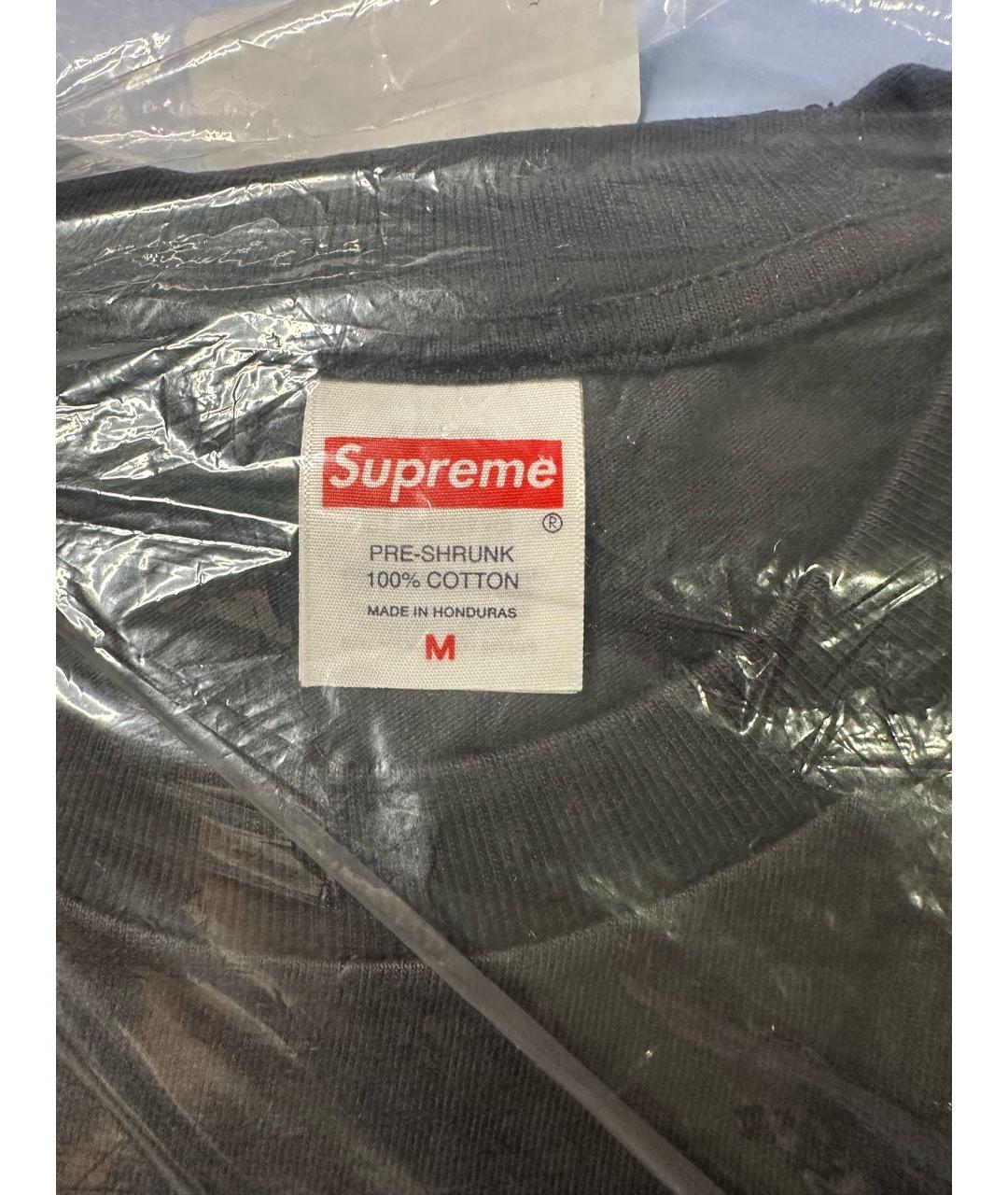 SUPREME Черная хлопковая футболка, фото 3