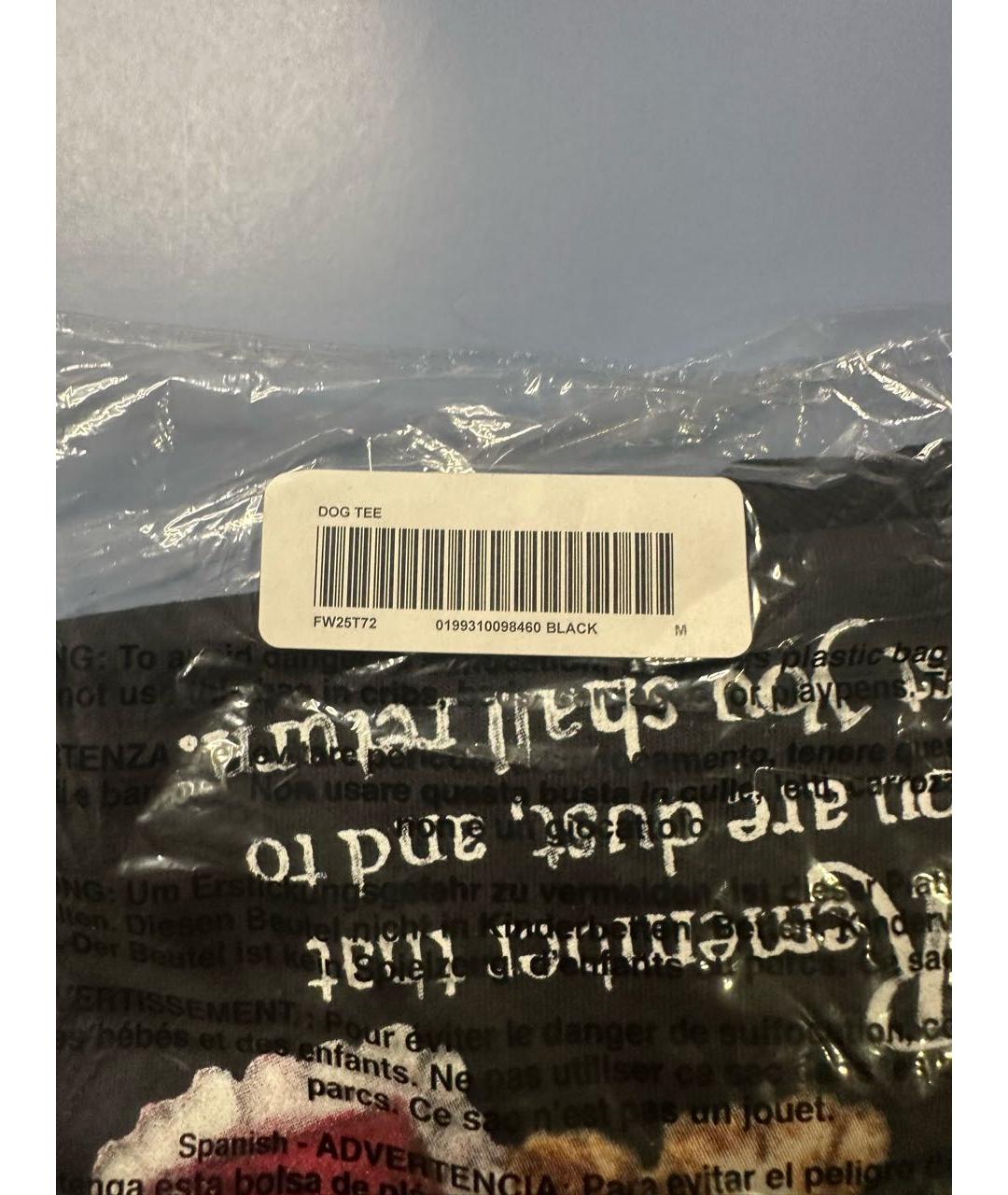 SUPREME Черная хлопковая футболка, фото 5