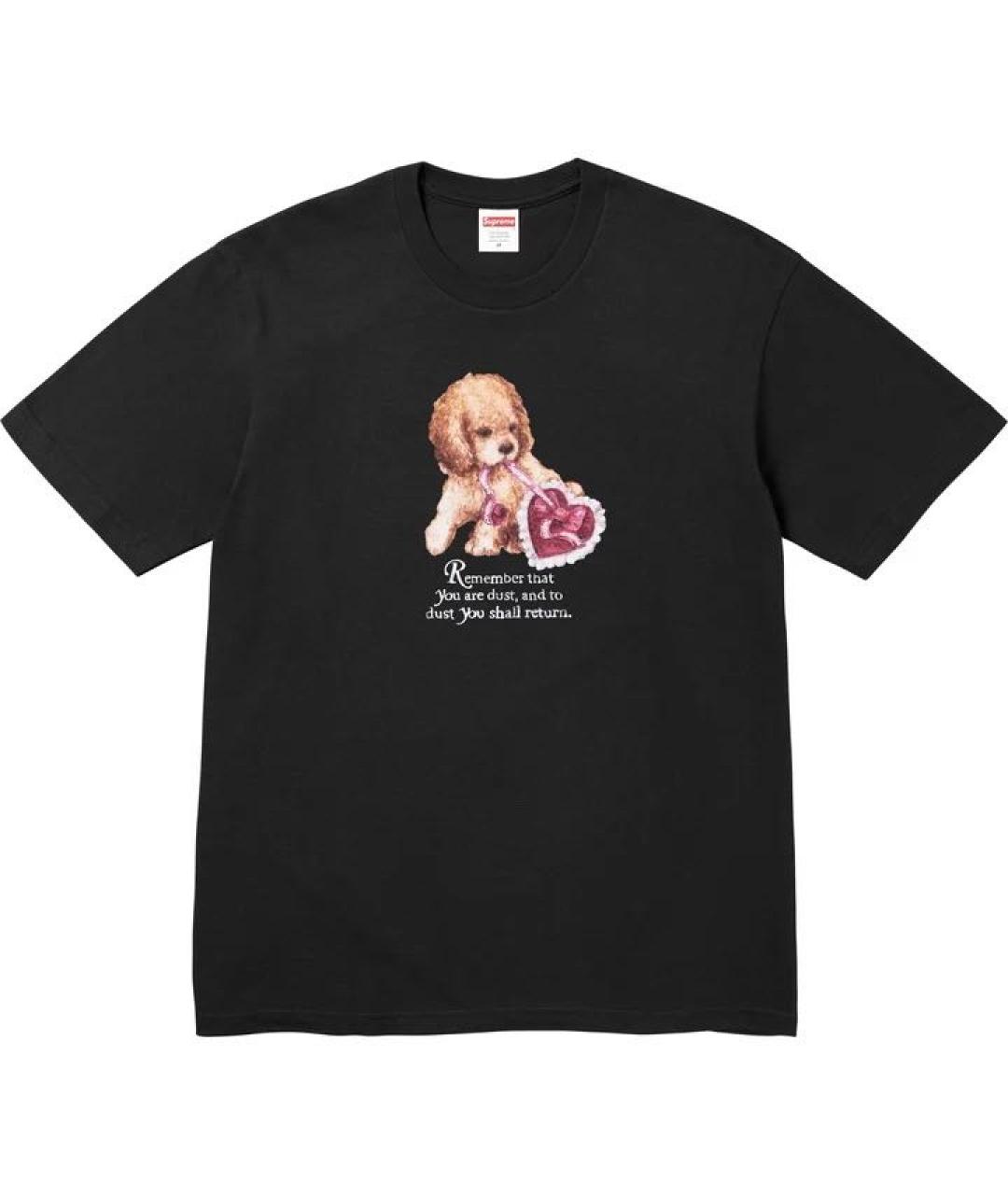 SUPREME Черная хлопковая футболка, фото 1