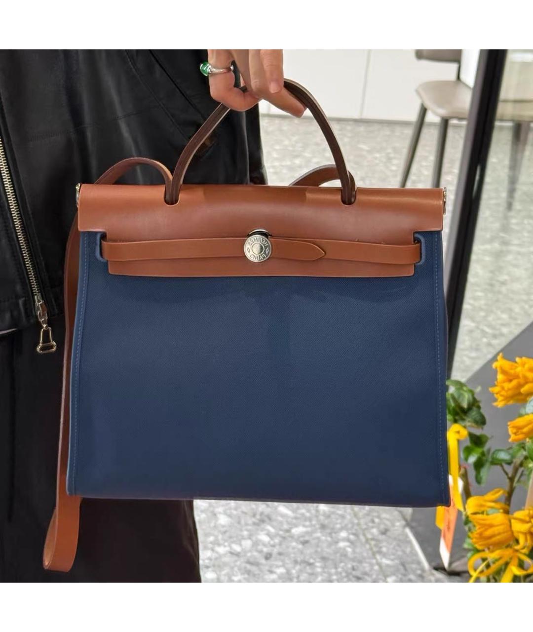 HERMES Синяя кожаная сумка через плечо, фото 5