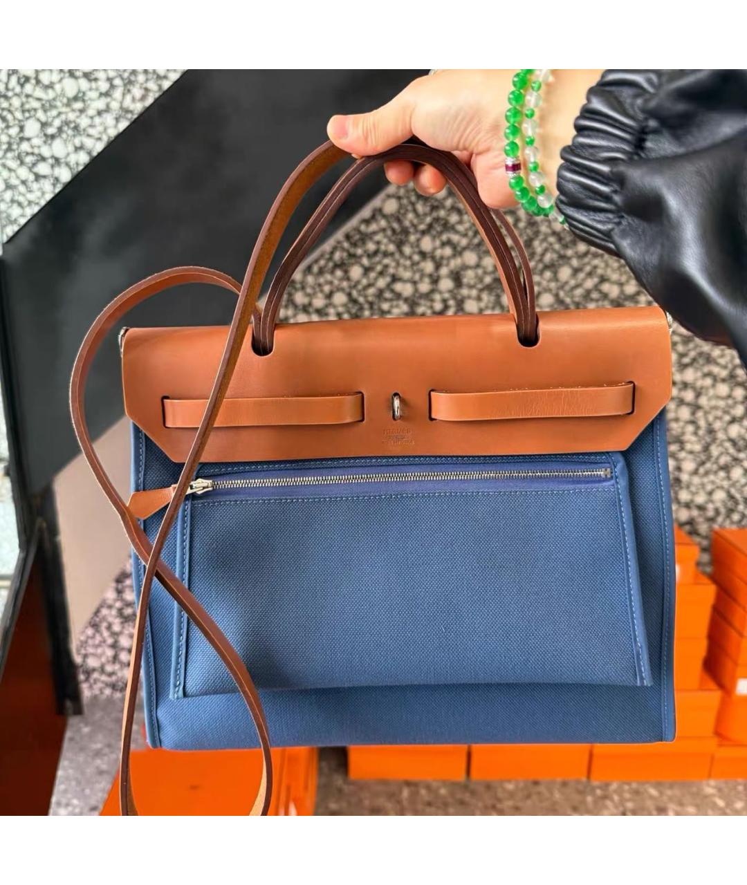 HERMES Синяя кожаная сумка через плечо, фото 2
