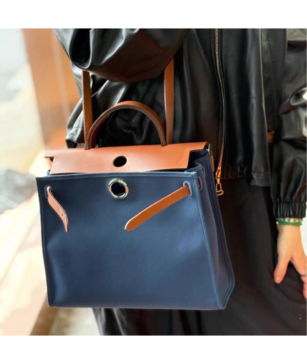 HERMES Синяя кожаная сумка через плечо, фото 4