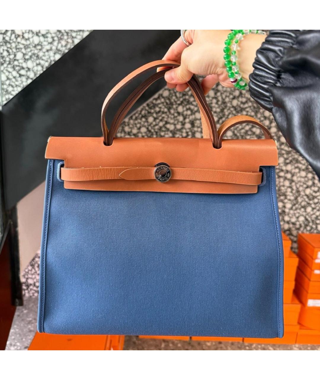 HERMES Синяя кожаная сумка через плечо, фото 6