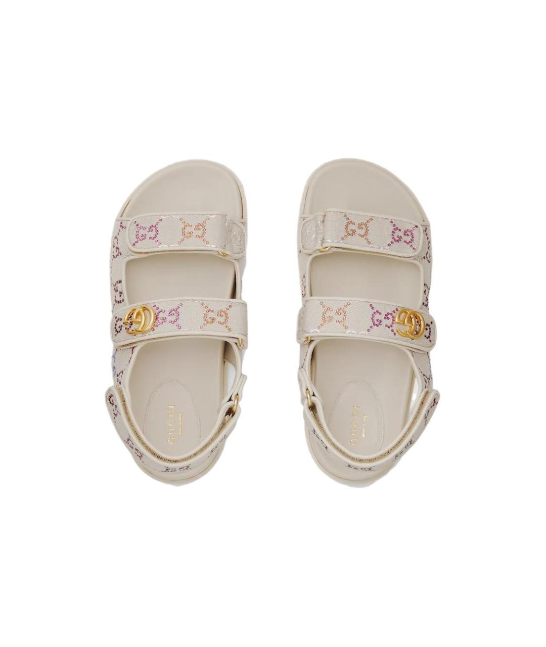 GUCCI Бежевые текстильные сандалии, фото 3