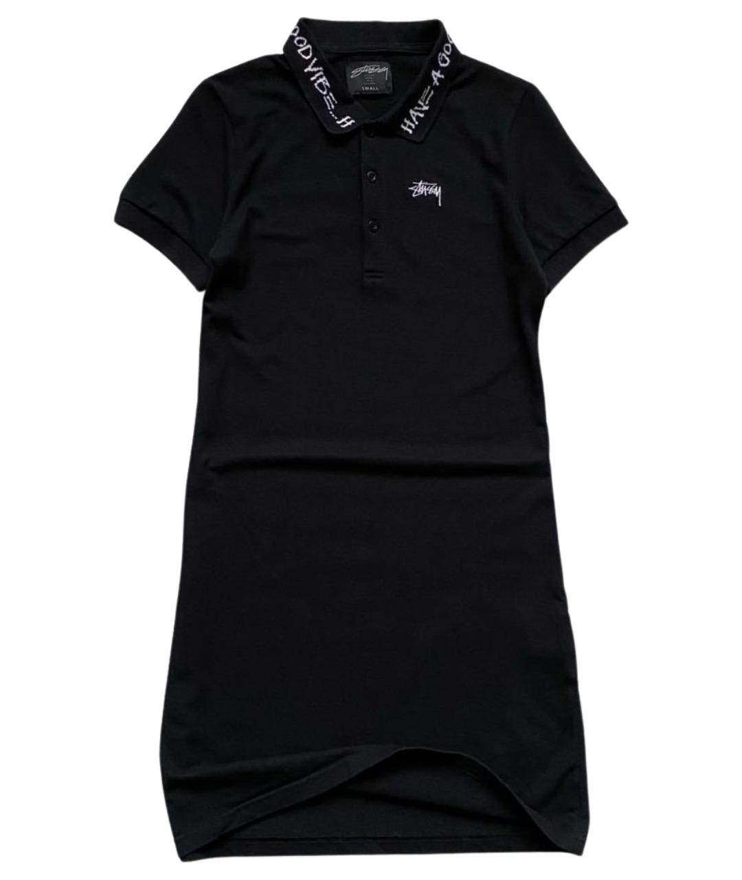 STUSSY Черное хлопковое повседневное платье, фото 1