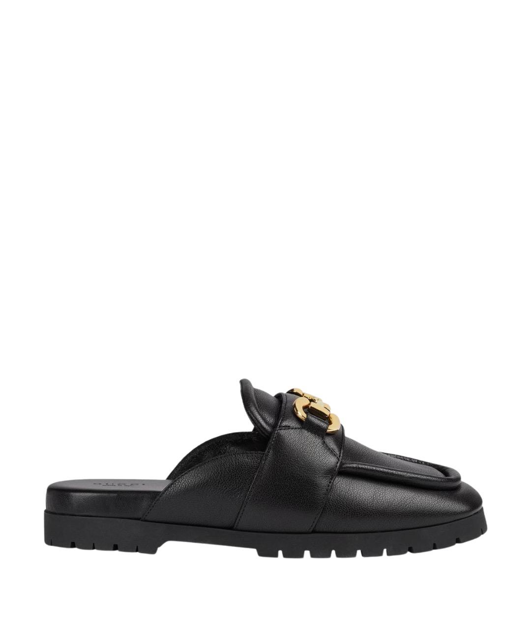 GUCCI Черные кожаные мюли, фото 1