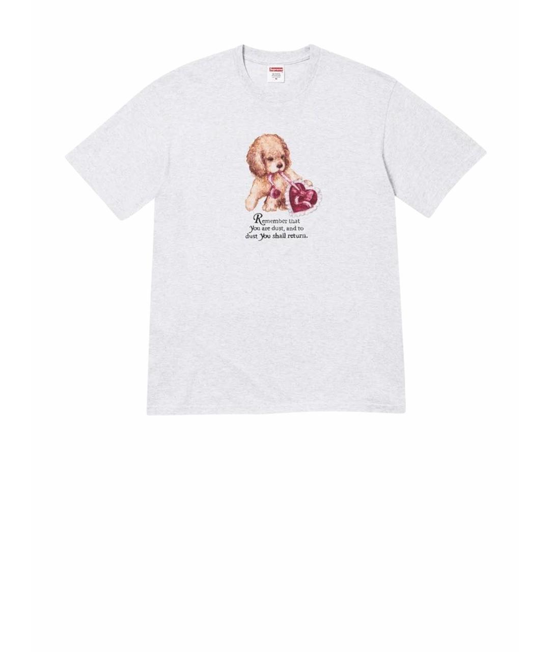 SUPREME Серая хлопковая футболка, фото 1