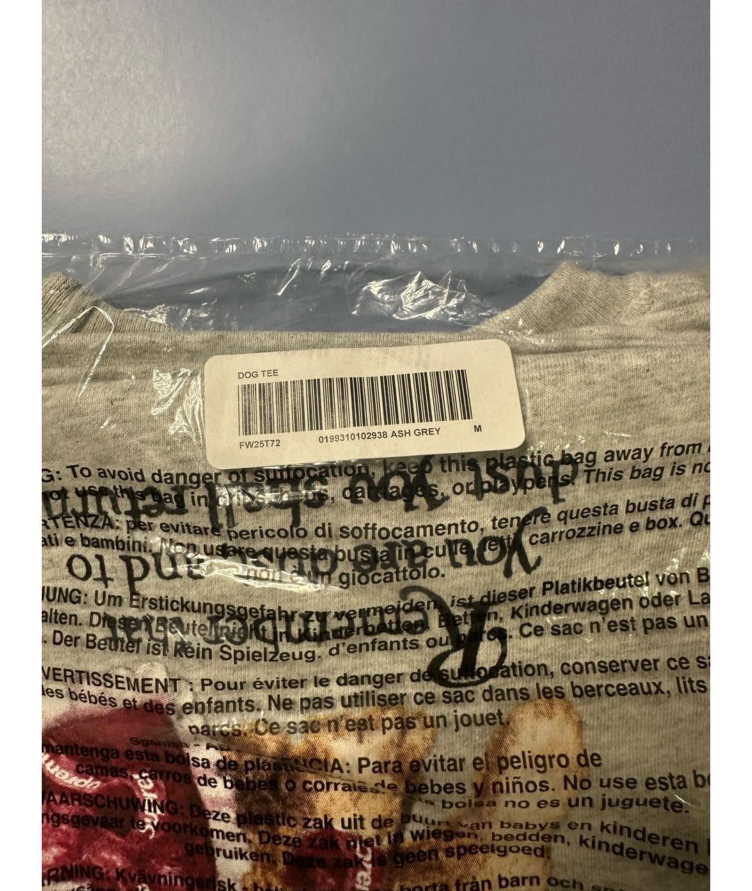 SUPREME Серая хлопковая футболка, фото 5