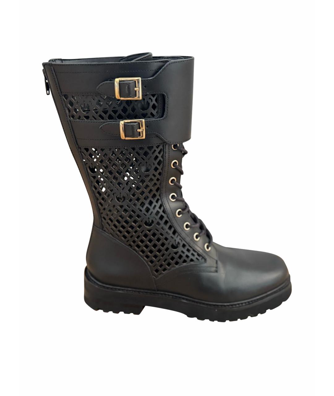 PINKO Черные кожаные ботинки, фото 1