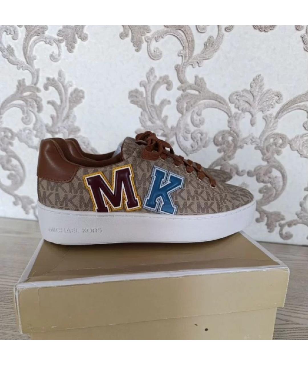 MICHAEL KORS Бежевые кеды из искусственной кожи, фото 5