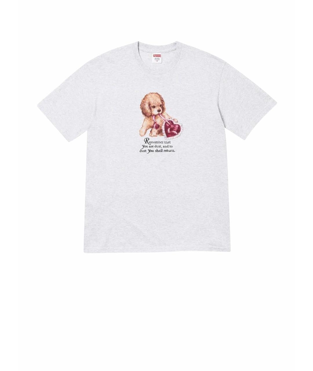 SUPREME Серая хлопковая футболка, фото 1