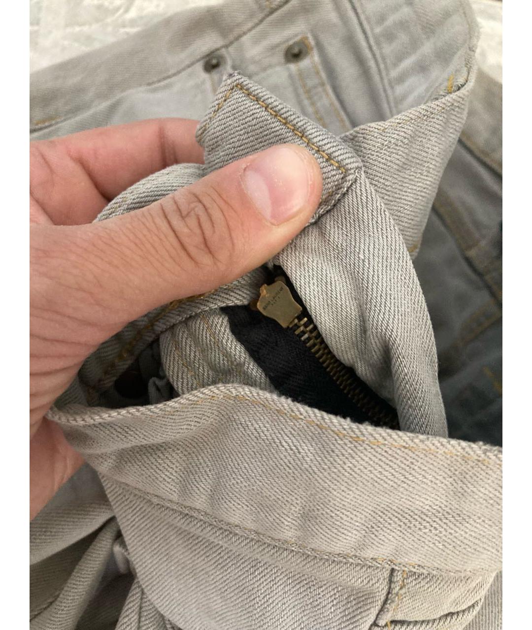 SAINT LAURENT Серые хлопко-полиэстеровые джинсы слим, фото 5