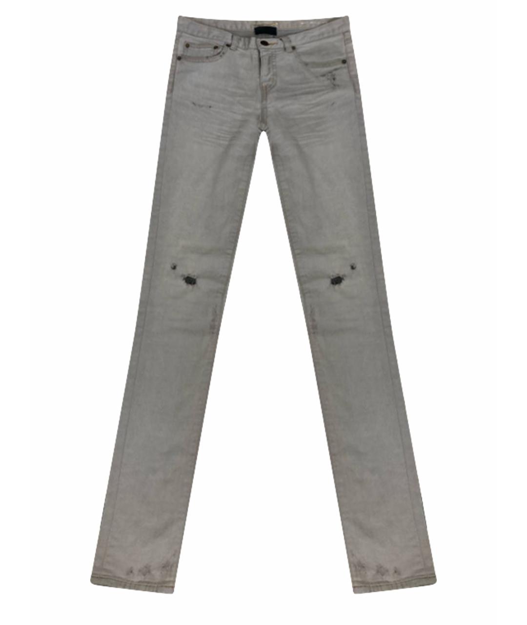 SAINT LAURENT Серые хлопко-полиэстеровые джинсы слим, фото 1