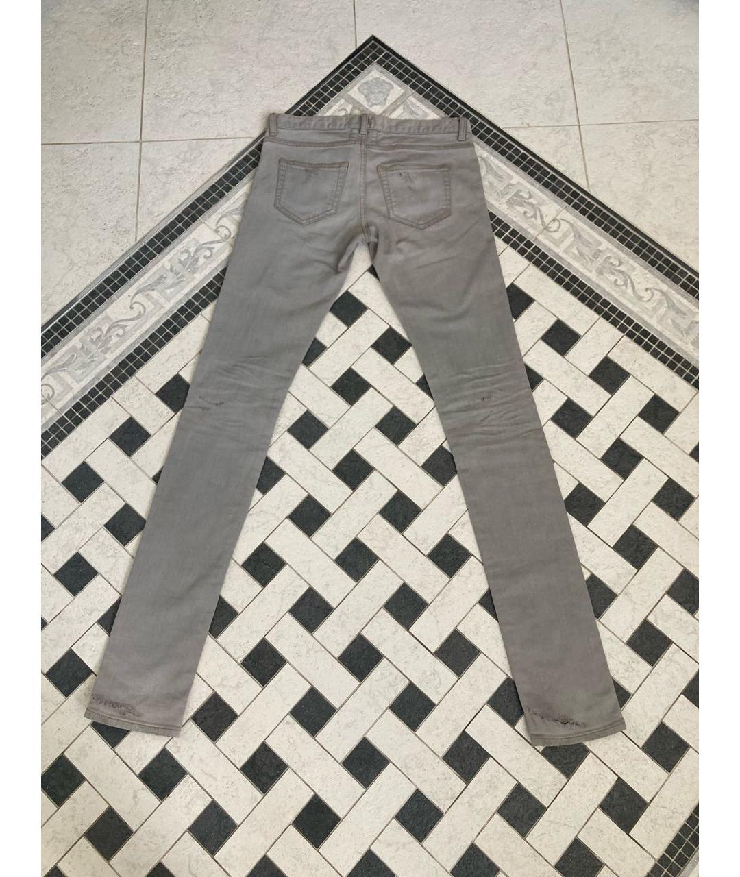 SAINT LAURENT Серые хлопко-полиэстеровые джинсы слим, фото 2