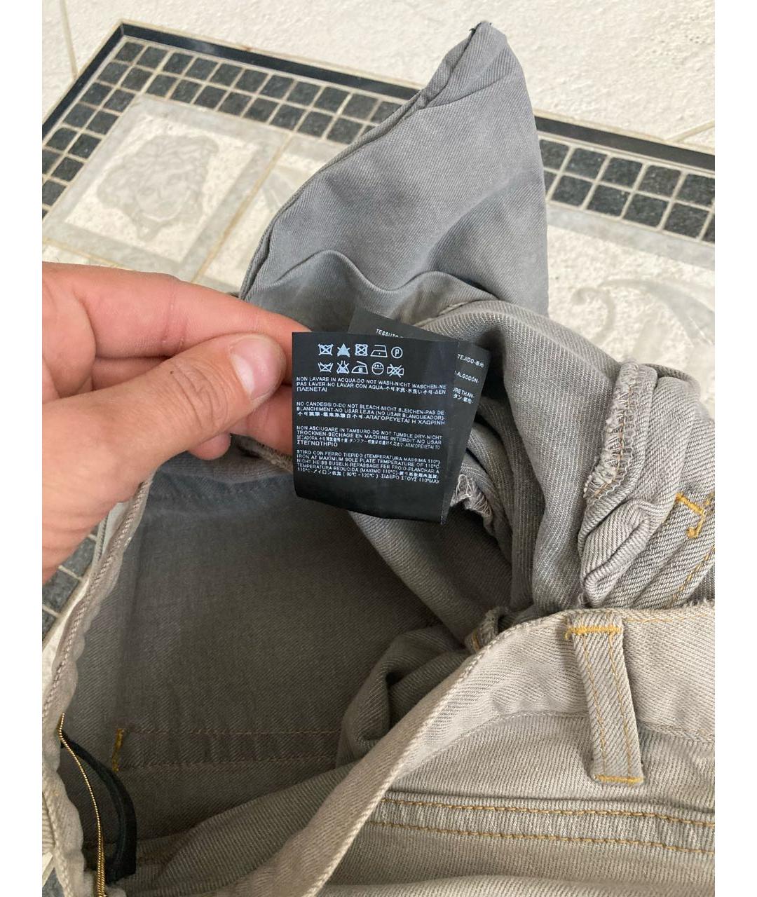 SAINT LAURENT Серые хлопко-полиэстеровые джинсы слим, фото 8