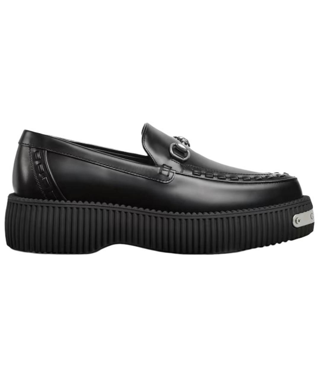 GUCCI Черные кожаные лоферы, фото 1