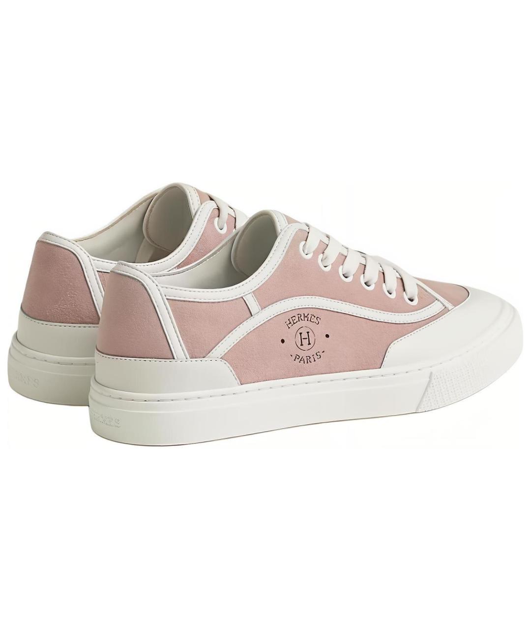 HERMES Розовые замшевые кроссовки, фото 4